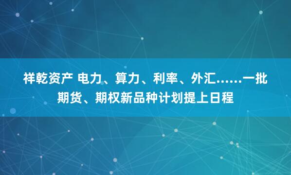 祥乾资产 电力、算力、利率、外汇......一批期货、期权新品种计划提上日程